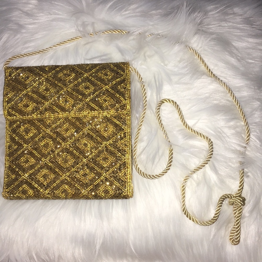 Vintage Style Gold Beaded Purse
